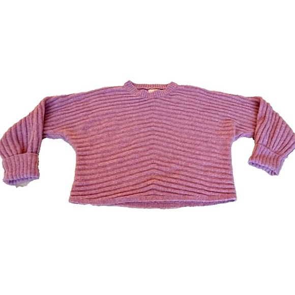 Hippie Rose Cropped Textured Sweater; Purple; Size Small - Picture 1 of 6